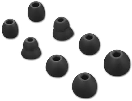 4 Paia Gommini per Beats Powerbeats Pro/Powerbeats 3/Powerbeats 4, 4 Misure Auricolari di ricambio in Silicone per 4mm Auricolari In-Ear (Nero)