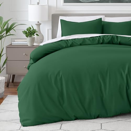 Bare Home King Size Duvet Cover Set - Premium 1800 Ultra-Soft Duvet Cover - Lightweight, Cooling - Includes 2 Pillowcases (Forest Green)