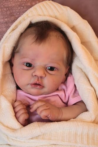 Anano Reborn Baby Puppen Lebensecht Mädchen 45CM Reborn Babypuppen Vinyl Baby Mädchen Weichem Körper Babypuppe Wie Echtes Newborn Baby Kleinkind Puppen Offene Augen