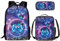HUGS IDEA 3 Stück Schultasche Büchertasche mit Isolierte Lunchbox Stifthalter Rucksack Set für Kinder Mädchen, Galaxy Butterfly