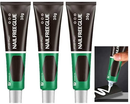 Landrain 3 unidades de pegamento en lugar de taladrar, pegamento de montaje extra fuerte, adhesivo universal extra fuerte, resistente al agua