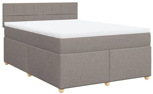 vidaXL Boxspringbett mit Matratze Taupe 160x200 cm Stoff