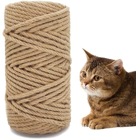 164FT/50M Natural Sisal Rope for Cat Scratcher,Cat Rope for Cat Scratch Post,Sisal Twine for Cat Scratching Post Replacement Parts,Cat Tree Tower with Scratch Post Repairing, Replace and DIY