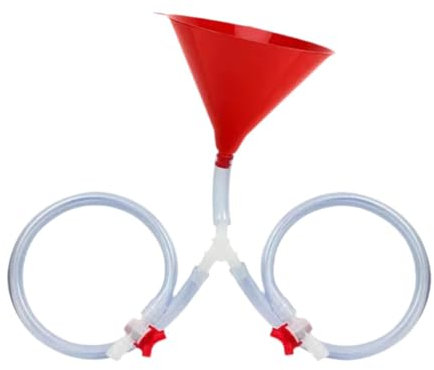 MagiDeal Beer Funnel with Valve Convenient Portable Beer Bong Funnel and Tube Multipurpose Leakproof Drink Funnels with Tube for Party Festivals Carnivals Vacation, Double Tube
