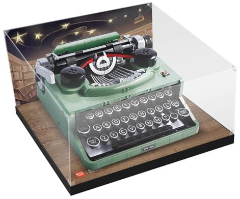 Acryl-Vitrine für Lego 21327 Retro-Schreibmaschinen-Modell, transparente, staubdichte Schaubox zeigt Ihr Meisterwerk mit Stil. (nur Displaybox, Modelle nicht im Lieferumfang enthalten)