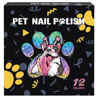 Dog Nail Polish, 12 Colors Quick Dry, Waterproof Fade-Resistant Formula, Pet-Friendly Grooming Supplies for Puppies, Kittens, Small Animals (Safe, Vibrant), 5.75x5.71x0.59 inches