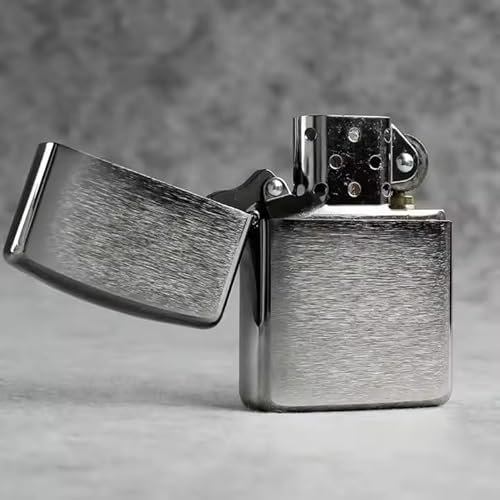 STEIGEL® Sturmfeuerzeug Feuerzeug Taschenfeuerzeug Benzinfeuerzeug Metallfeuerzeug Lighter - Männer Geschenk - Outdoor - Camping - Geschenkidee-unbefüllt (Silber)