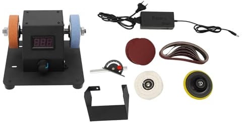 Mini sega da tavolo e levigatrice a nastro, 350 W, multifunzione, 0-6000 rpm, alimentatore a 7 velocità, regolabile per progetti fai da te