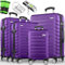 tillvex® Reisekoffer Set 4-TLG. + Gepäckwaage, 8X Koffergurte & 4X Kofferanhänger | Kofferset 4 Rollen | Trolley Gepäck Koffer TSA Schloss | Rollkoffer Hartschalenkofferset S-M-L-XL (Lila)
