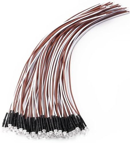 YIXISI 40 Stücke 3mm Dioden Licht, 12V 20cm Vorverdrahtete LED, Vorverdrahtetes Licht, LED Leuchtdioden Vorverdrahtet, Warmweiß