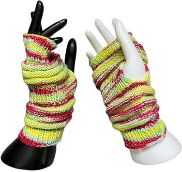 handgestrickte Stulpen Regenbogenwirbel, bunt, fingerlose Handschuhe | bunt, gestrickte Pulswärmer, Handstulpen, Unikat, handmade, kuschelig & waschmaschinenfest