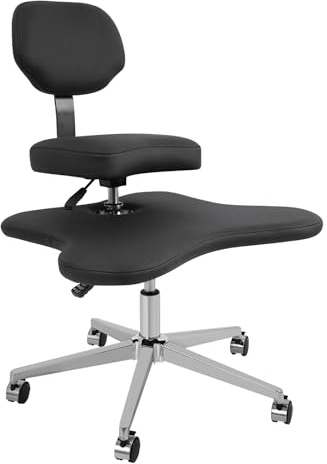 EUAIIPull Meditationsstuhl Bürostuhl mit 5 Rollen Kreuzbeinen Cross Legged Stuhl Tragkraft 130kg Höhenverstellbar Ergonomisch Criss Kniestuhl für Büro Zuhause Schwarz
