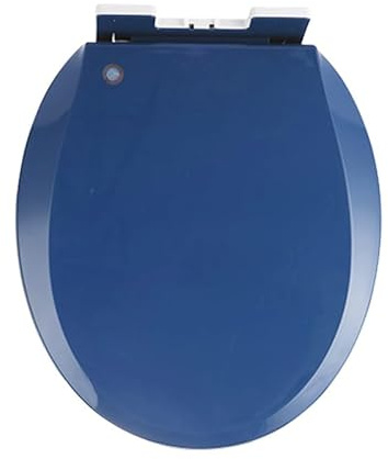 Asientos de inodoro plásticos de colores, asiento de inodoro redondo de 16.5 pulgadas, cierre suave, tapa de inodoro azul marino de cierre lento, fácil de limpiar e instalar