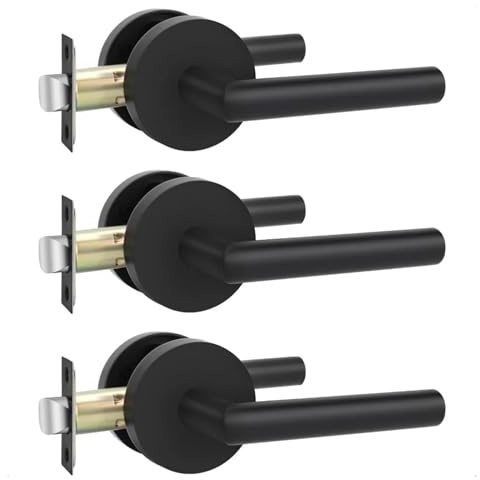 CGUOHU Türgriffe Mit Schloss 3er-Pack schwarze Türgriffe, matt, for den Innenbereich, Schrankgriff, Durchgangsgriff, for Flur und Diele, aus Zinklegierung
