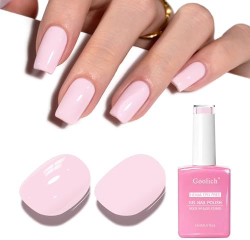 Goolich Hellrosa UV Nagellack, 15 Ml HEMA & TPO Frei Baby Rosa Gel Nagellack, Soak-Off Für UV/LED-Lampe Nageldesign Maniküre Salon