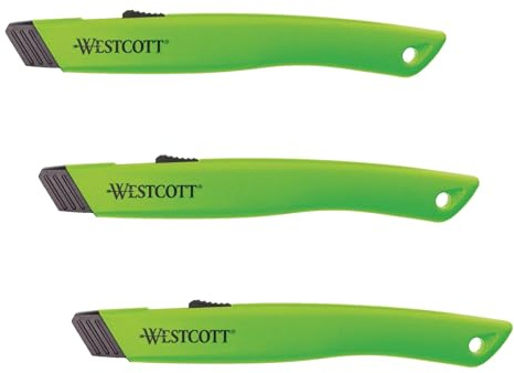 Westcott Ceramic Safety Blade Cutter - Green (Pack of 3)