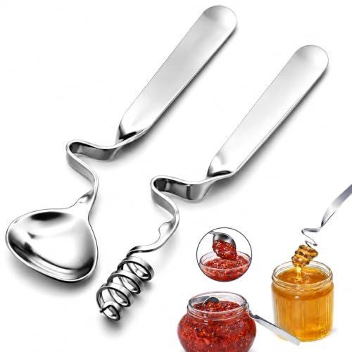 Lot de 2 Cuillère à Miel En Inox, Cuillère à Confiture, Ustensiles | Cuillère à Miel Suspendue Et Cuillère Pour Confiture Et Miel, Inox Pour Desserts, Thé Et Cuisine