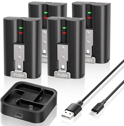 4 Batterien 7200mAh Ersatz für Ring Akku mit Ladestation für Ring Doorbell | Hoher Kapazität Schnellwechsel Akkupack kompatibel mit Ring Doorbell 2/3/3+/4, Stick Up Cam (2/3Gen) und Spotlight Cam