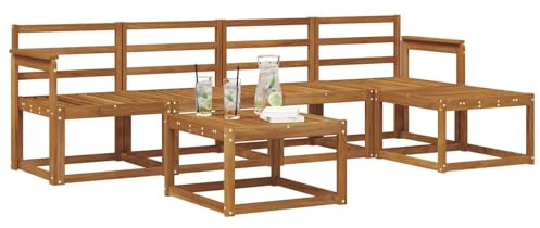 vidaXL Outdoor-Sofagarnitur 6 pcs Natur Massivholz Akazie, Gartenlounge-Set, Moderne Akazien-Couch, strapazierfähiges Outdoor-Sofa, stylische Terrassenmöbel