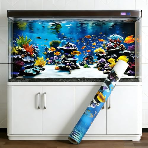 Esoes 120x40cm PVC Aquarium Hintergrund Poster Statik Cling Aquarium Deko | Aquarium Rückwandfolie Unterwasser Hintergrundfolie für Fischbecken Verschiedene Modelle Auswahl Wiederverwendbar Blasenfrei