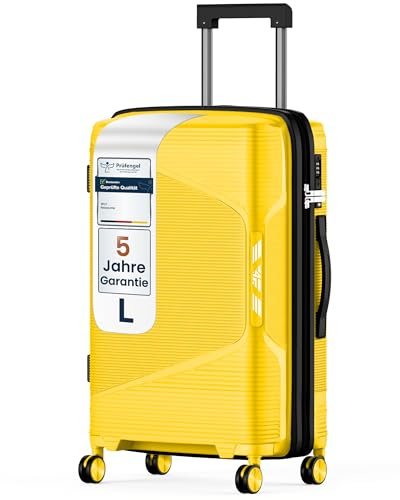 4FLY Leichter Hartschalen-Reisekoffer L - Groß 64 cm (61L) – Trolley Koffer mit TSA-Schloss, Doppelrollen, Aluminium-Teleskopgriff & Doppelreißverschluss, Aufgabegepäck Reisegepäck