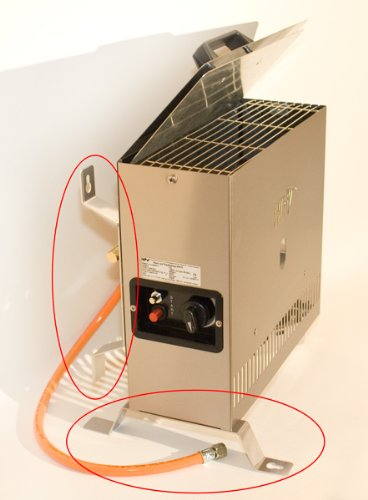 Gazcamp Propangas-Heizung bis 2,0 kW/h - Tragbar, Outdoor, Gewächshaus - Edelstahl - 2000 W, 2500 W, 2 kW - Einstellbares Thermostat (7°C - 32°C) - Bodenmontage, Wandmontage