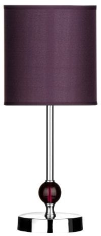Premier Housewares Chrome Stem Table Lamp with Acrylic Ball and Fabric Shade - Purple,H35 x W14 x D14cm
