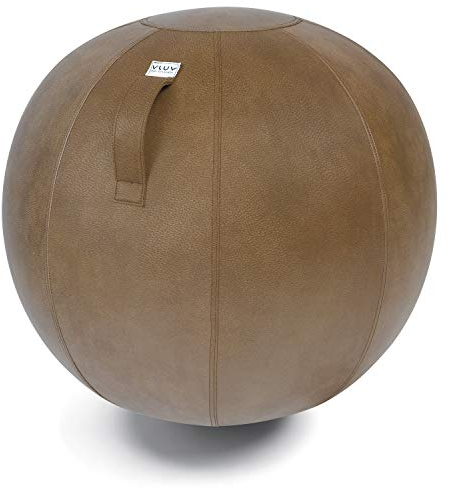 VLUV BOL VEEL Sitzball, ergonomisches Sitzmöbel für Büro und Zuhause, Farbe: Cognac (rotbraun antik), Ø 70cm - 75cm, Bezug aus Mikrofaser-Kunstleder, robust und formstabil, mit Tragegriff