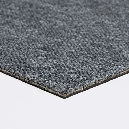 Teppichfliesen 50x50 selbstliegend grau Schlingenware Teppichboden als Fliesen Schlingenteppich Fliesen für Büro und Arbeitszimmer | 1m² = 4 Fliesen, Dunkelgrau