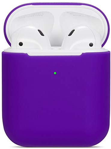kompatibles Airpods Hülle,Watruer ultradünnes, weiches, silbernes Silikon, stoßfestes, rutschfestes Zubehör. Schutzhülle für Apple Airpods 2 & 1-Ladekoffer - Lila