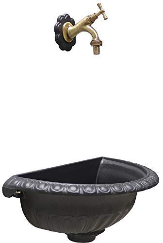 Fonderia Bongiovanni Gartenbrunnen Outdoor | Wandwanne Modell Liberty | Wandbrunnen | Wandbrunnen | Gartenbrunnen | Grauguss Haus Garten Balkon | Wasserhahn Messing brüniert