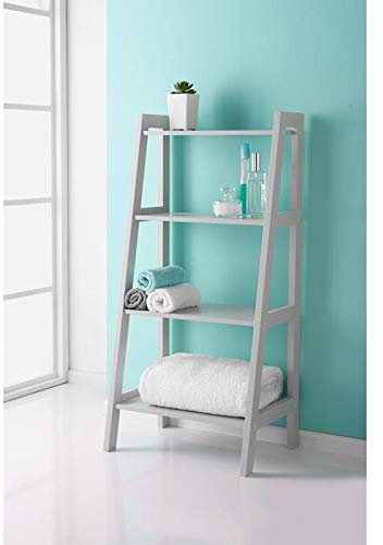 Maine Premium Home Furniture Ladder Shelf For Extra Storage Bathroom Unit -Grey