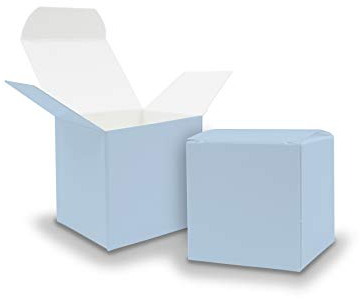 itenga 50x GeschenkSchachtel aus Karton zum Befüllen (Adventskalender Gastgeschenk, Hochzeit Taufe Geburt) (Würfel 5x5cm, eisblau)