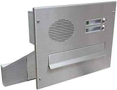 D-042 Cassetta postale 2 posti passante a muro in acciaio inox con 2 campanelli e citofono (profondità: 35-50 cm) - LETTERBOX24.de