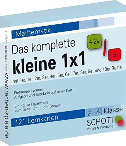 Schott Verlag und Werbung Mathematische Fähigkeiten, Das komplette kleine 1x1, 121 Lernkarten