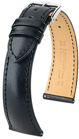 HIRSCH Unisex Uhrenarmband Kalbsleder Modell Siena 18 mm Schwarz