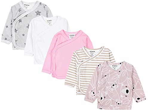 TupTam Baby Mädchen Langarm Wickelshirt Baumwolle 5er Set, Farbe: Mehrfarbig 7, Größe: 62