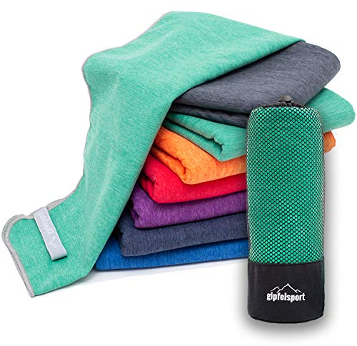 Mikrofaser Handtuch Set - für Sauna, Fitness, Sport I Strandtuch, Sporthandtuch I Grün_Brush L: 140x70