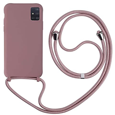 MEVIS Schutzhülle kompatibel mit Samsung Galaxy A51, Halskette für Handyhülle, schmal, stoßfest, verstellbar, mit Lanyard, Farbe Lotus