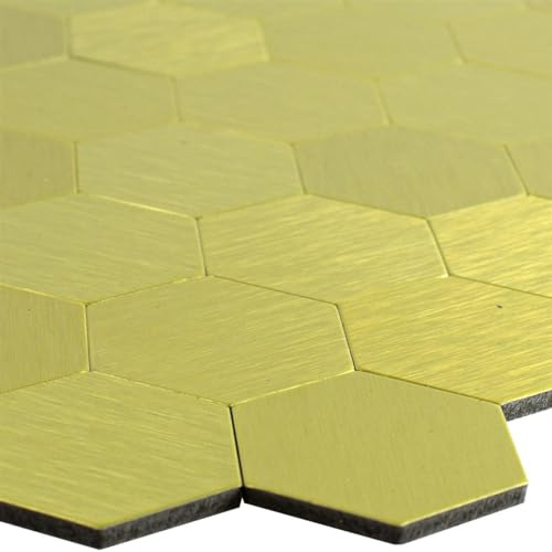Mosaikfliesen Metall Selbstklebend Vryburg Gold Hexagon