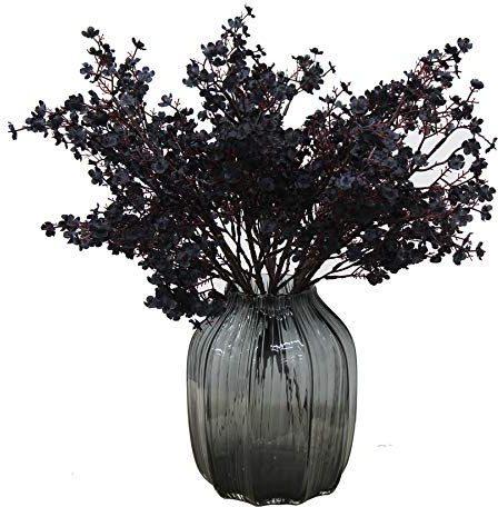 JAKY-Global Künstliche Blumen 6 Stück Getrocknete Unechte Seide Blumen Babysbreath Pflanze Dekoration für Hochzeit Sträuße Haus Garten Party Blumenschmuck (Schwarz)