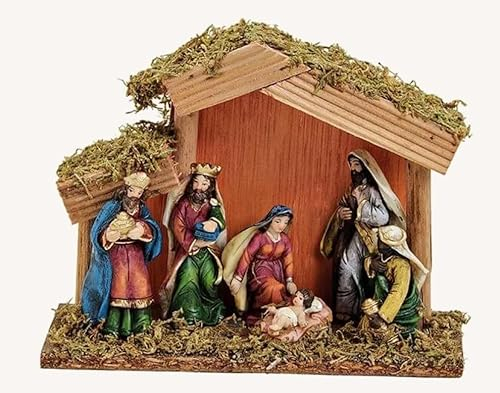 RiloStore Tischkrippe Krippe 20x15x8cm Krippenszene b539 Natur braun grau Deko Figuren Christus Jesus Weihnachtskrippe Kunstharz Weihnachten Geschenk Tischdeko Krippenfiguren …