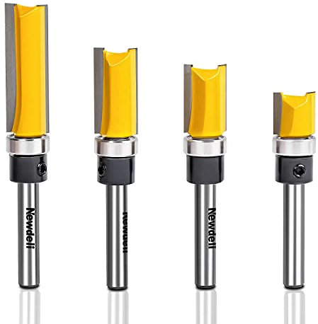 Muster Flush Trim Router Bit Set, Newdeli Straight Cut Router Bit mit einem Lager Verhindert Abreißen, Schablone Führung Holzbearbeitung Fräser Werkzeug