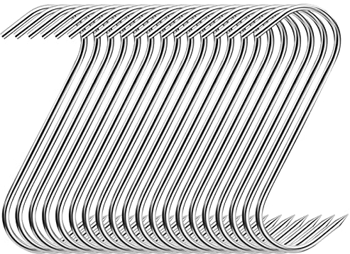 Fleischerhaken, 20 Stück S Haken 14cm, Fleischerhaken Edelstahl, Fleischerhaken mit Spitzen Ende, Metzgerhaken Küchenhaken, Fleischhaken für Küche, Badezimmer, Fleischverarbeitung, Geschäft
