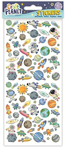 Kleiner Raumschiff-Planeten-Aufkleber für Kinder, zum Basteln und Dekorieren