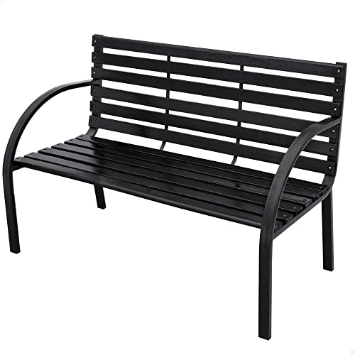 AKTIVE 61044 - Gartenbank aus dunklem Holz, Maße 122 x 52,5 x 82 cm, Gartenmöbel für den Außenbereich, Kapazität für 2 Personen, Gartendekoration