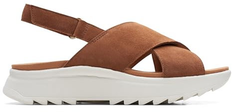 Clarks Women's Dashlite Wish Sandal, Dark Tan Suede, 4 UK