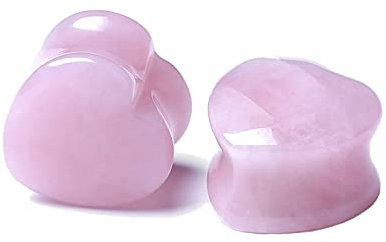 Aotiwe Tunnel Piercing, Tunnel Plug Small Rosa Herzstein 18mm 11/16 Inch 2Pcs Durchbohrende Tunnel