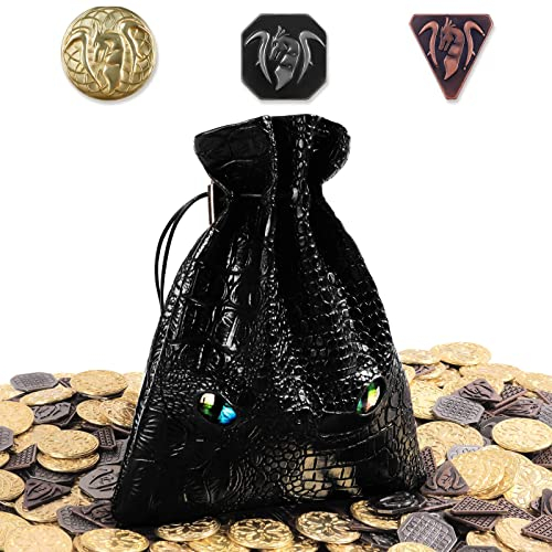120 DND-Münzen, DND Metall Goldmünzen Und Bunte Tränensäcke, für DND Tisch-RPG-Brettspiele, Schatzmünzen für Partys,Brettspiel-Zubehör, Zubehör für Mittelalter-Spiele, Retro-Requisiten