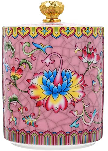 Zerodeko Pink Ceramic Tea Canister Jar with Airtight Lid, Classic Vintage Style, 10X7.2CM, Food Storage Container